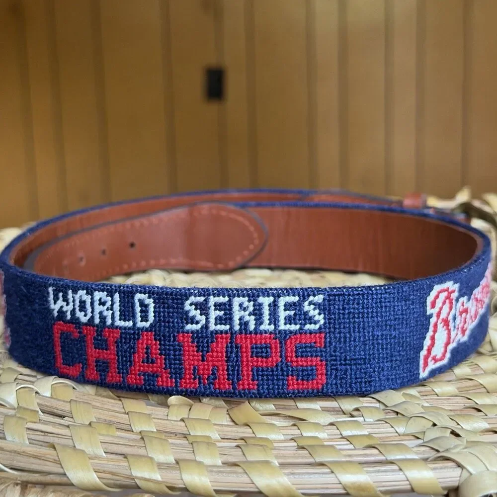 Atlanta Braves 2021 World Series Needlepoint Belt by Smathers & Branson 32